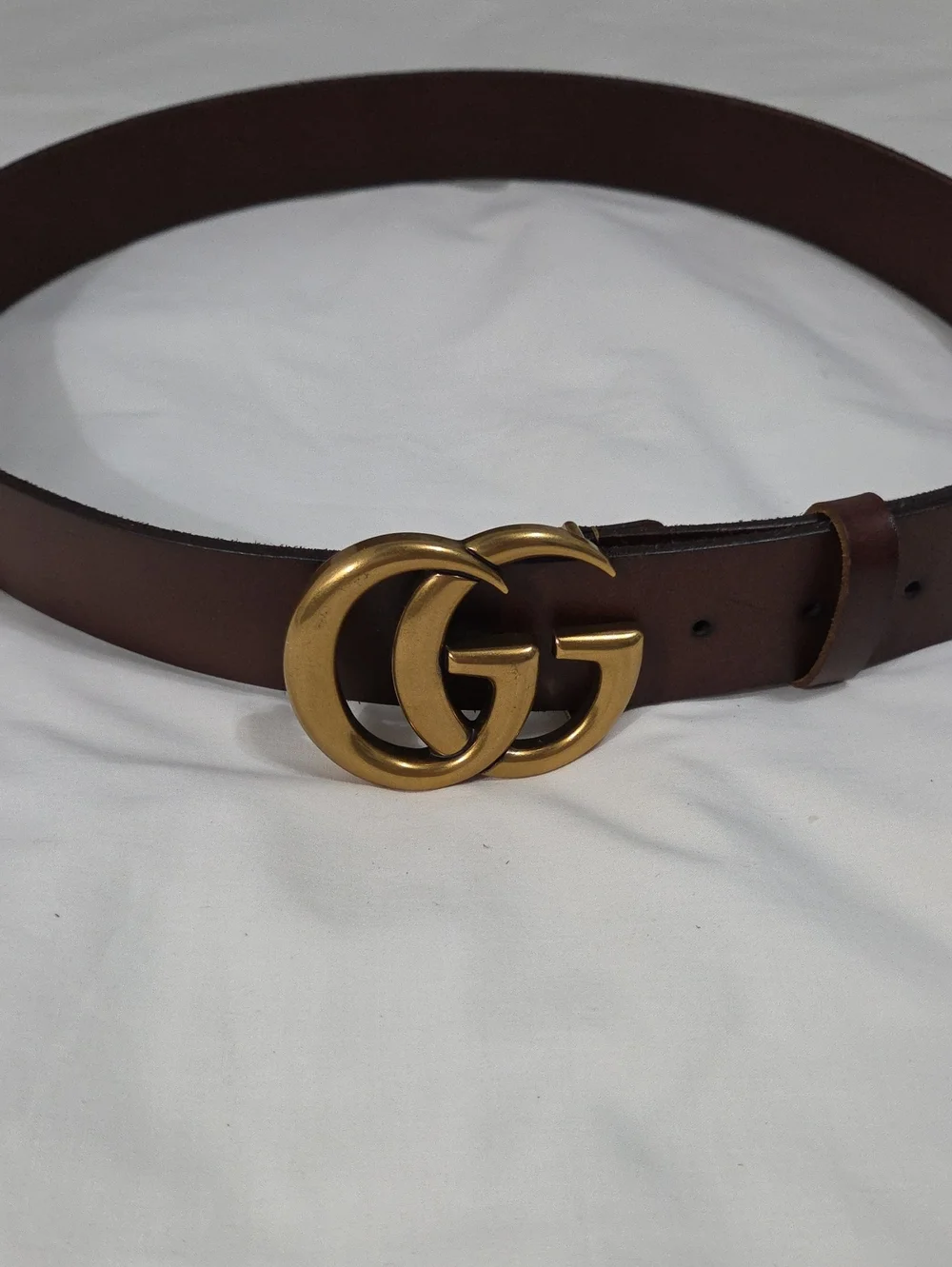 Gucci Brown Leather Belt with Gold Double G Buckle